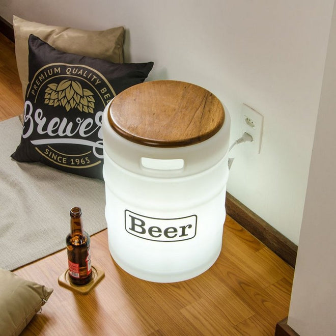 Banco com Luminária Beer Barrel White