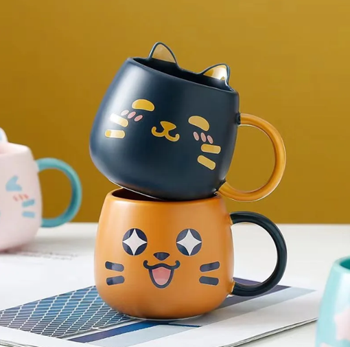 Caneca de Porcelana Gatinho com Orelhas 450ml - Amarela