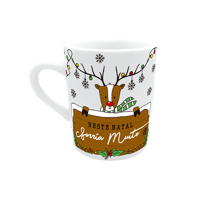 Caneca De Porcelana com Coador Rena - Natal Mágico