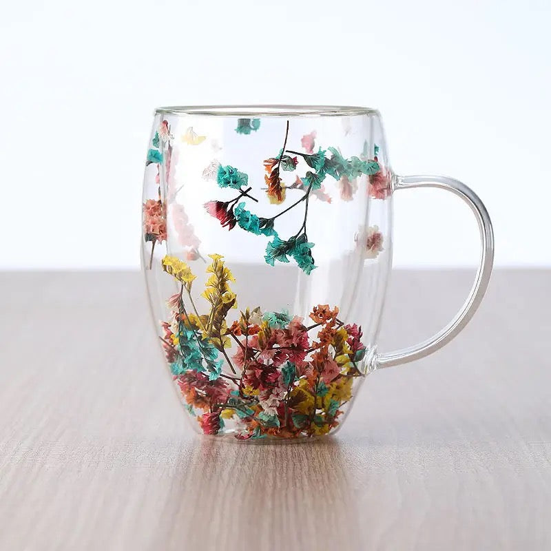 Caneca de Parede Dupla Floral  300mL