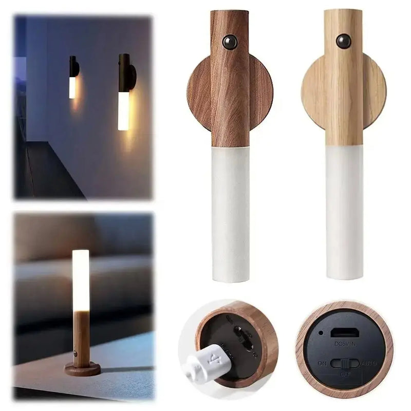 LUMINÁRIA ARANDELA LED USB MINIMALISTA MADEIRA - PAREDE E MESA