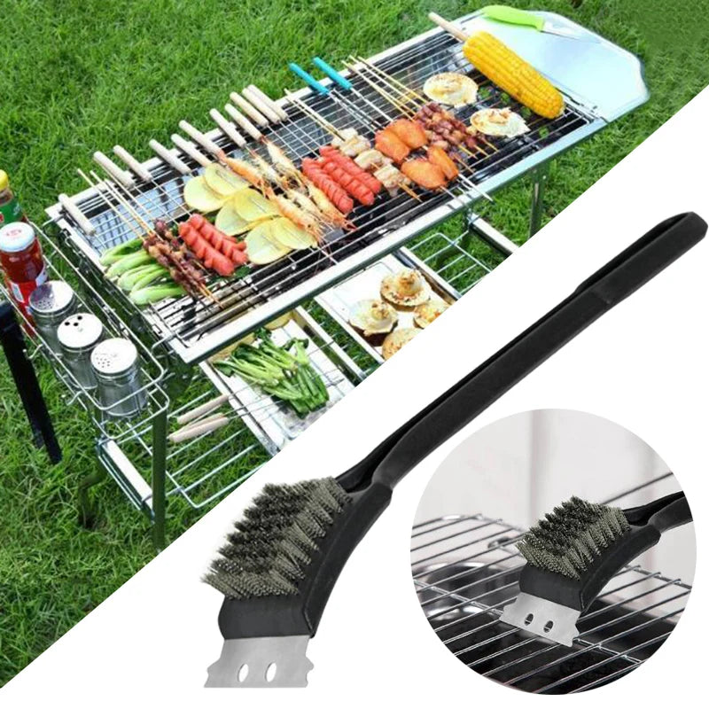 ESCOVA PARA LIMPAR GRELHA COM RASPADOR - BBQ - COMPRE 1 LEVE 2