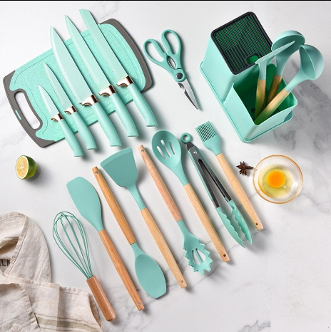 Kit de Cozinha Utensílios de Silicone 19 Peças - Alma COOK +BRINDE EBOOK RECEITAS