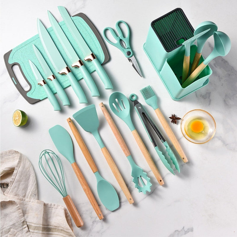 Kit de Cozinha Utensílios de Silicone 19 Peças - Alma COOK +BRINDE EBOOK RECEITAS